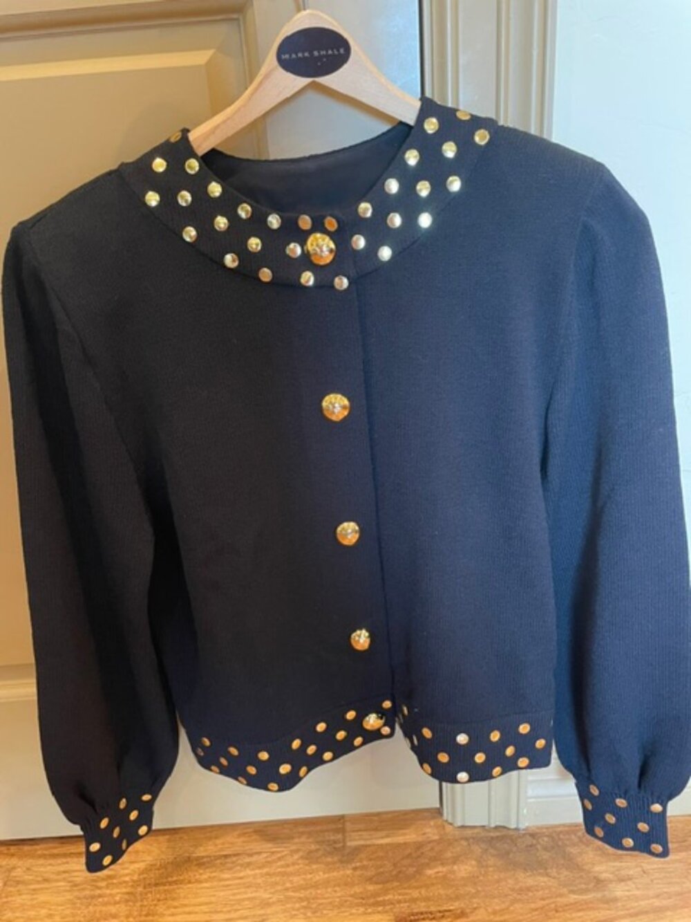 Fantastic Black St. John (by Marie Gray) Knit with Gold Dot Embellishments - Picture 3 of 3